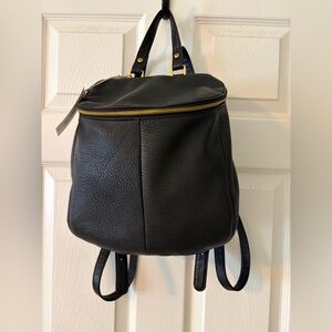 HOBO River Black Leather Backpack with Old English Brass Hardware